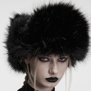 Punk Rave Fur Hat Black